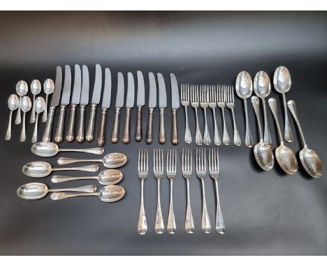 A part canteen of silver Hanoverian rat tail pattern cutlery for six, by&nbsp;Josiah Williams &amp; Co, London 1895 and other