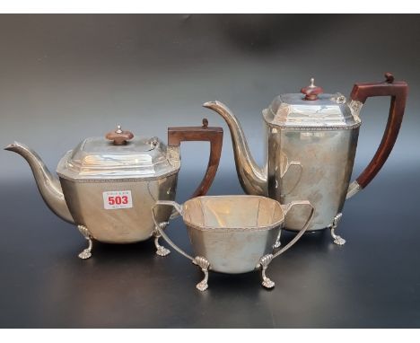 A silver three piece tea set, by Mappin &amp; Webb Ltd, Sheffield 1929, gross weight 1612g. 