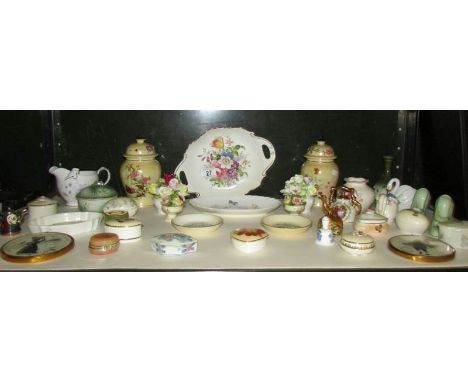 A shelf of miscellaneous china including Royal Worcester and Aynsley.