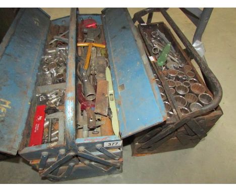 2 tool boxes of spanners and sockets.