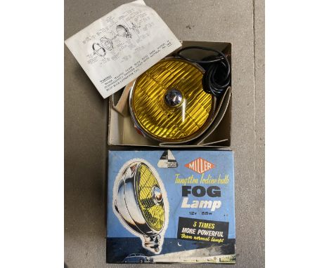 A boxed Miller fog lamp, appears new old stock.