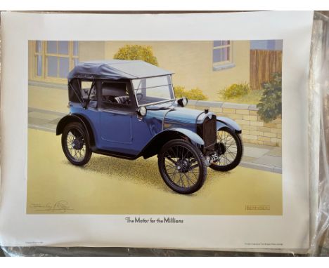 Ten copies of the Stanley Edge print 'The Motor for the Millions', depicting the Austin 7 Pramhood Chummy.