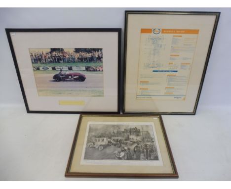 A framed and glazed photograph of Tony Cook (Owner of Bristol) at Goodwood Revival Sept 1998, signed and dedicated, 21 x 17 1