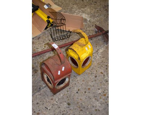Two vintage railway lanterns