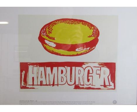 Andy Warhol lithographic print entitled 'Hamburger' published by Neues New York in association with the Andy Warhol Foundatio