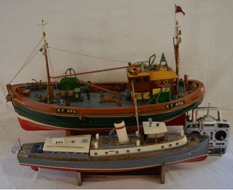 Hand built scale model of a fishing trawler KY496 'Bridlington' (believed to be remote control, but not tested) &amp; a hand 