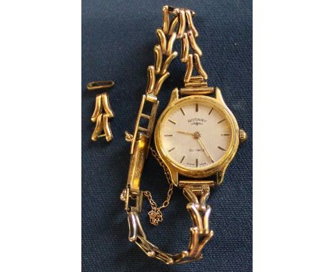 Lady's Rotary quartz wristwatch on 9ct gold bracelet strap (approx. 3.7g of weighable gold)