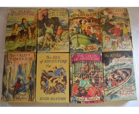 8 Enid Blyton Adventure series hard back books including first edition The River Adventure &amp; The Circus Adventure&nbsp;