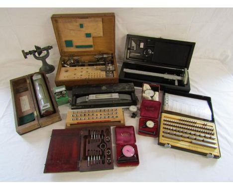 Collection of watchmakers tools:- Cooke Troughton &amp; Simms precision level E095465, Presto tap set, Verdict, Mercer and Mi