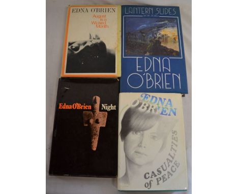 4 Edna O'Brien first edition books: August is a Wicked Month 1965, Casualties of Peace 1966, Night 1972, Lantern Slides 1990