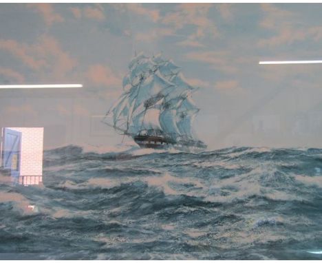 Large Montague Dawson framed limited edition 168/200 pencil signed by 'Mountbatten of Burma' Earl Mountbatten print 'The Wind