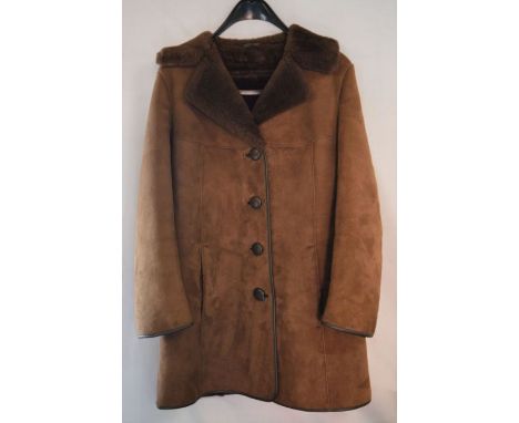Small size Harrods sheepskin coat (as new except for leather coming away from one button)