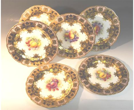 A set of six Royal Worcester plates depicting groups of fruit, signed by H. Price. Date Code 1949. Diameter 23cm. (6)