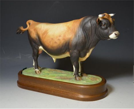 A Royal Worcester jersey bull by Doris Lindner. Circa 1965. Height 20cm. 