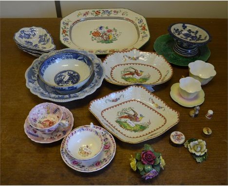 A tray lot of mixed pottery including some Spode items. Over twenty pieces. (20+)