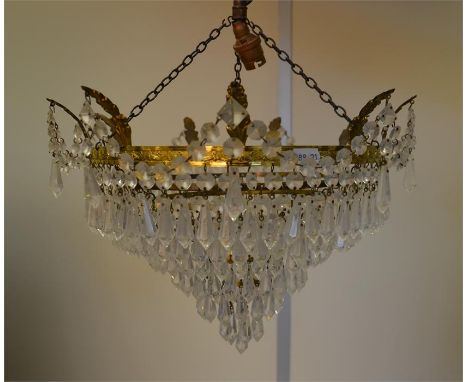 A glass light fitting, with multiple glass droplets. Untested.