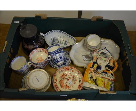 A tray lot of mixed pottery, including Royal Worcester and Staffordshire. Over twenty pieces. (20+)