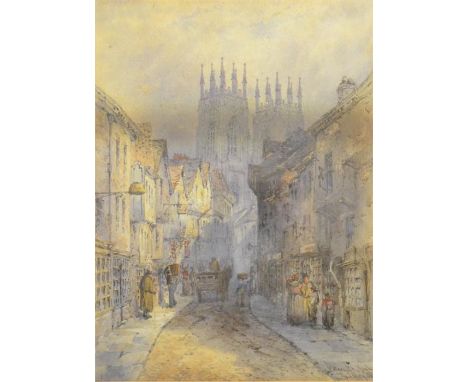 Thomas Dudley (British,1857 - 1935) 'York, Peters Gate' watercolour, signed, framed and glazed. 29cm x 22cm.