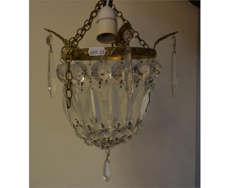 A glass light fitting, with multiple glass droplets. Untested.