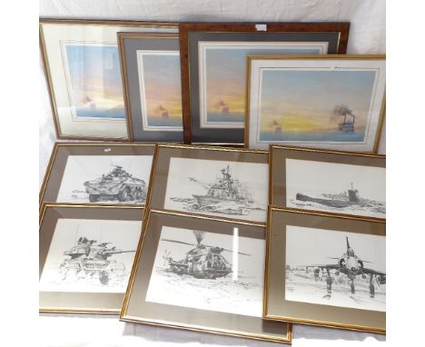 Tim Johnson, 6 prints, military studies, signed in pencil, from an edition of 75, 11" x 15", framed (6) 