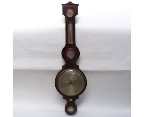 A 19th century mahogany D Fagiola &amp; Son wheel barometer/thermometer, with central mirror, overall height 105cm 