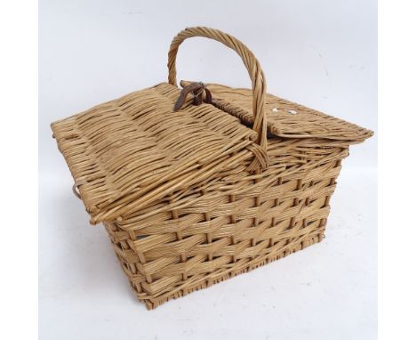 Wicker picnic hamper and contents 