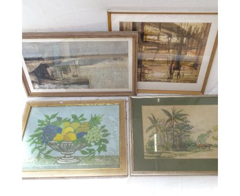D Playfair, watercolour and wash, abstract study, R J M Dupont, African study, and 2 others by different hands (4) 