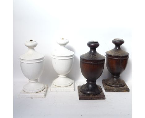 2 pairs of turned wood lamp bases, height 40cm (no fittings) 