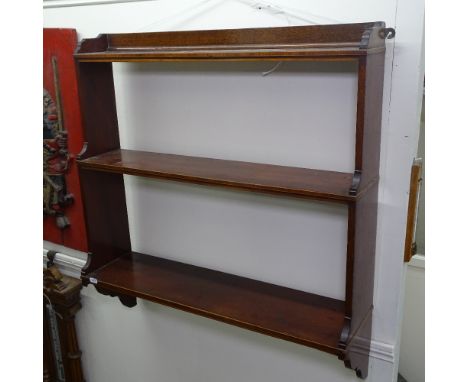 A 19th century mahogany graduated 3-tier open hanging shelf, W69c, H75cm 