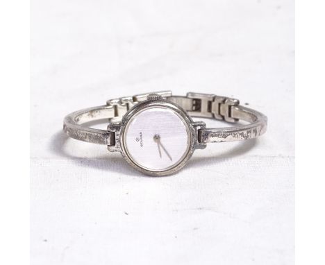 A Golana lady's silver-cased mechanical wristwatch with silver bracelet strap 