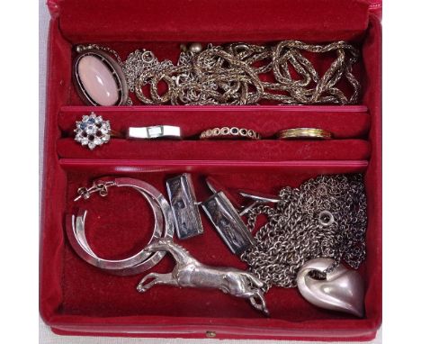 A collection of Swedish and other silver jewellery, to include cufflinks, daisy pendants, necklaces, horse brooch etc 