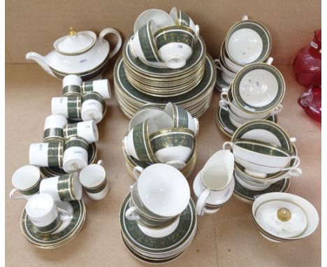 Extensive Royal Doulton dinner, tea and coffee service in Vanborough pattern, including teapot, and jug 