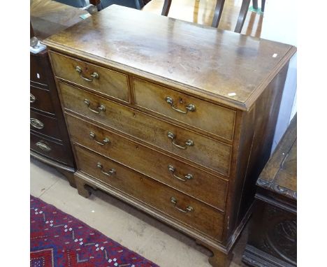 A George III mahogany chest of 2 short and 3 long drawers, on bracket feet, W97cm, D49cm, H100cm 