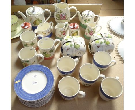 Wedgwood "Sarah's Garden" tea service, matching mugs, preserve pots etc, with fruit and butterfly decoration 
