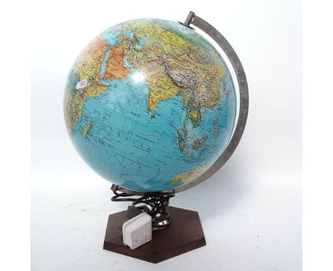 A Danish 1972 Scanglobe terrestrial illuminated globe, overall height 41cm 