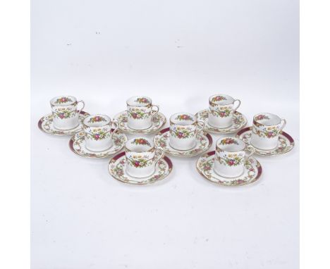 A set of 8 Shelley Dubarry pattern coffee cans and saucers 