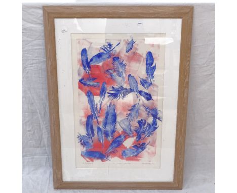 Lithograph "falling feathers", 62cm x 37cm, by Neil Drury 