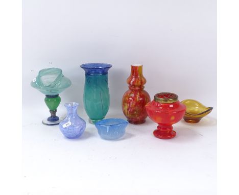 Art glass vases, Caithness small vase, bowls etc 