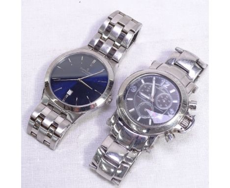 A gent's Candino Sapphire Swiss quartz wristwatch with stainless steel bracelet, working order, and a gent's Clars Kobec chro