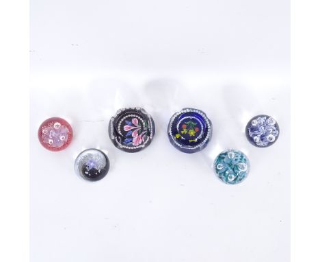6 Caithness paperweights, including Spring paperweights, with floral designs and 4 others 