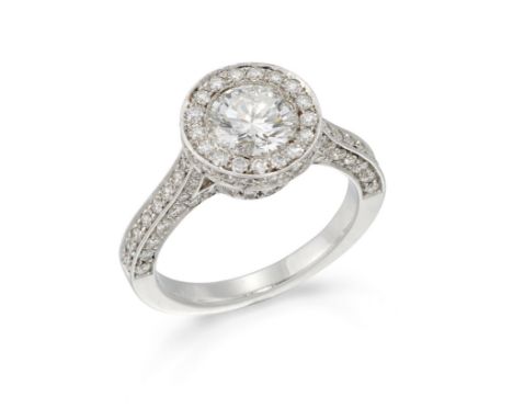 A diamond cluster ring, the brilliant cut diamond with an estimated weight of approximately 1.10 carats, to brilliant cut dia