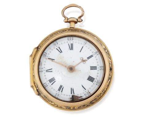 Thomas Hally, London. An 18th century gold pair case verge pocket watchCirca 1770Key wind verge movement with pierced engrave