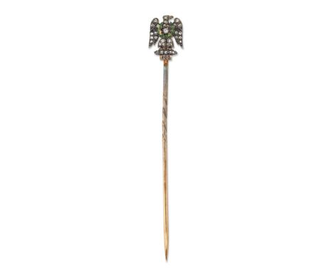 A diamond and enamel stickpin for the Royal Dragoons, the rose diamond set&nbsp; badge depicting the French eagle of the 105t
