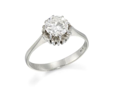 A diamond single stone ring, the brilliant cut diamond with an estimated weight of approximately 0.85 carats, claw set to a f
