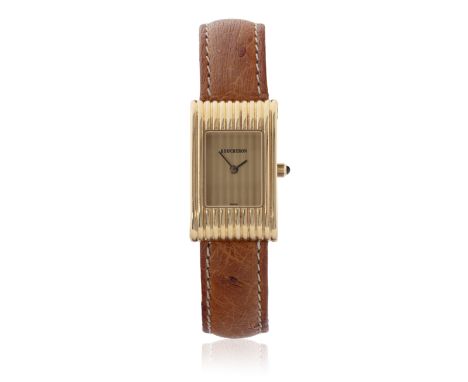 Boucheron, Paris. A small size 18ct gold quartz rectangular wristwatch with interchangeable leather straps&nbsp;Reflet, Ref. 