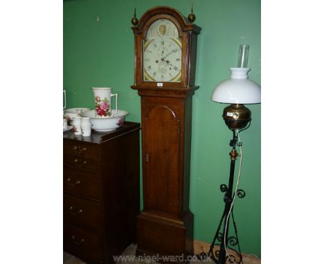 An Oak cased longcase Clock having painted face, eight day movement, marked 'G. Read, Baldock' with a shell depicted to the a