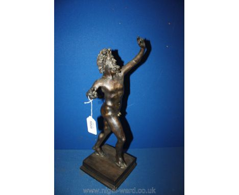 An Italian Bronze sculpture of a Faun type character, 16" tall approx.