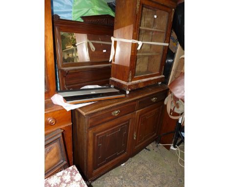 An Edwardian design Mahogany Sideboard, the base with a pair of frieze drawers and with a double doored cupboard below, compl