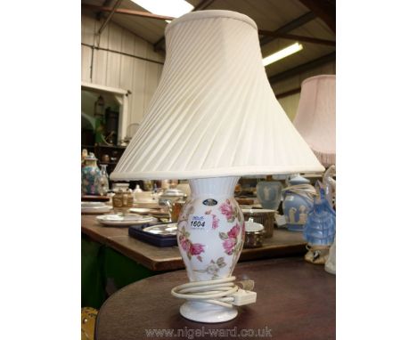 An Aynsley Rose pattern table lamp and shade.