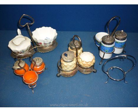 Four cruet sets to include Locke &amp; Co. Ltd. Worcester.